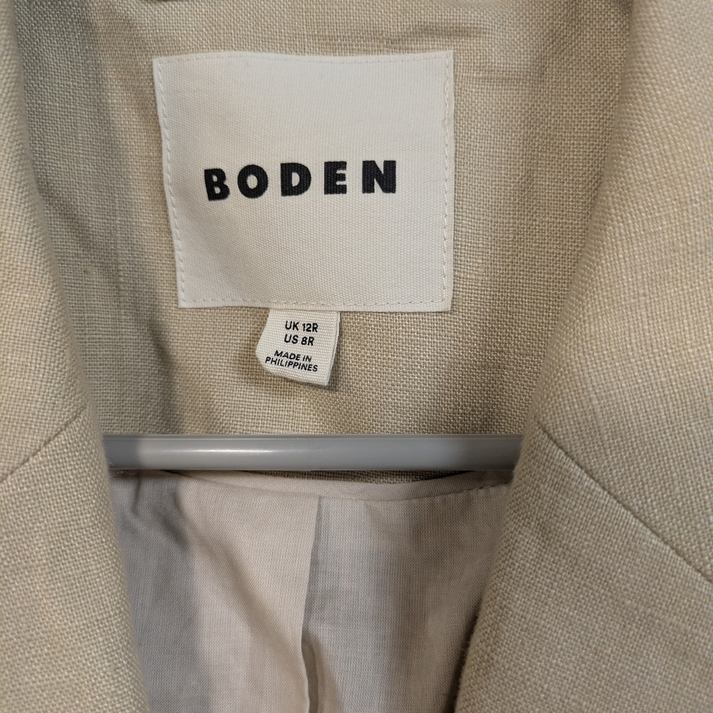 Boden Marylebone Linen Beige Blazer Sz. US 8 - Picture 3 of 4